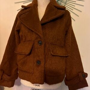 NWT XS A New Day coat in a fluffy brown two over sized buttons and pockets